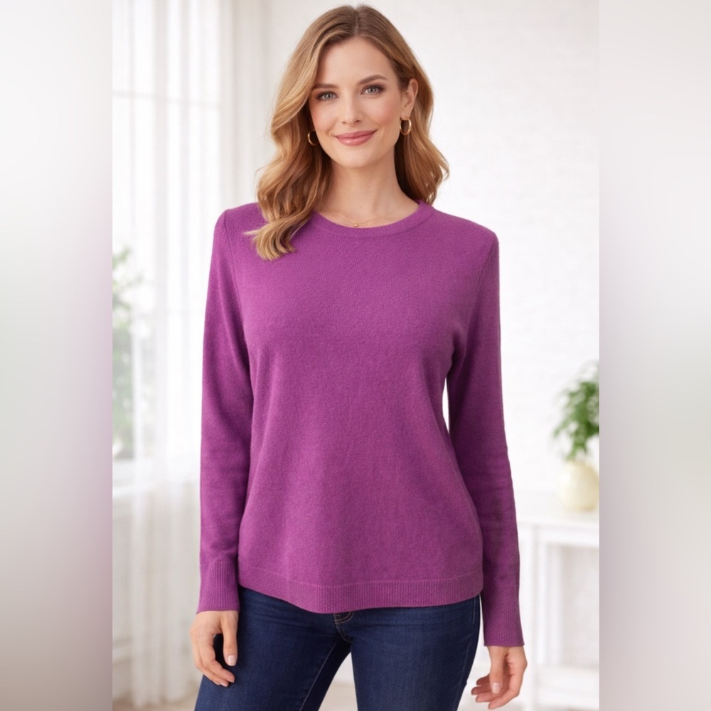 Talbots Cashmere Sweater PM Petite Medium Purple Pink Magenta